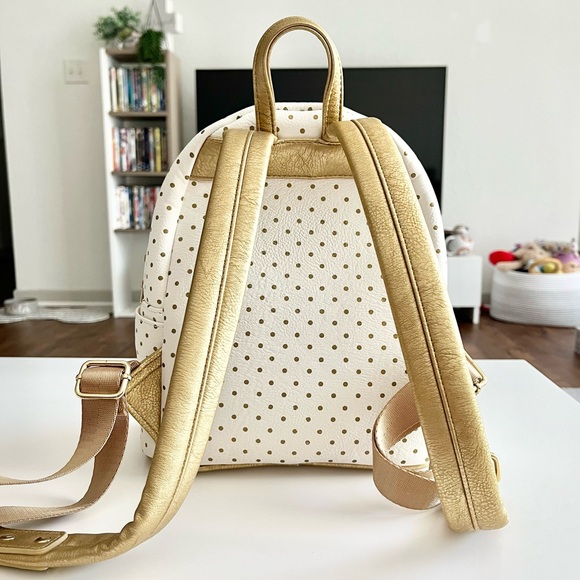 NWOT RARE Loungefly Disney Parks OG Heart Logo Small World White Mini Backpack - Picture 2 of 3